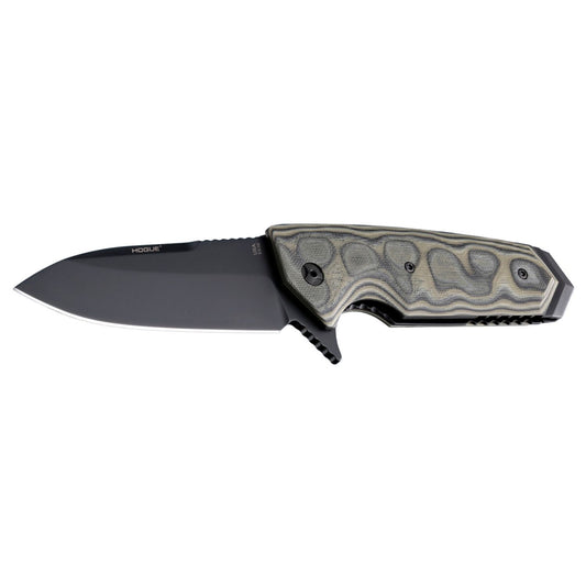 Hogue EX02 3.75in Folder Spear Pt Flipper Blk Finish G10 Grn